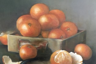 Mandarini, Olio su tavola, 40x40 cm